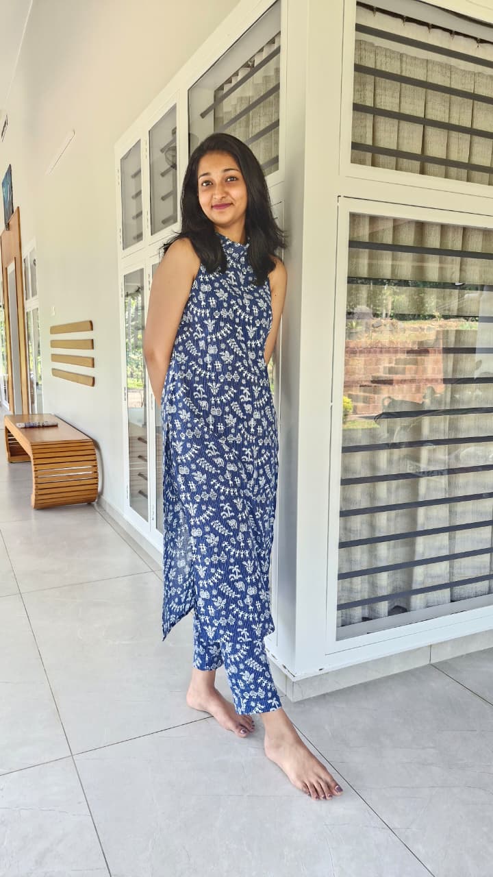 Deep Blue Kurti Cord Set