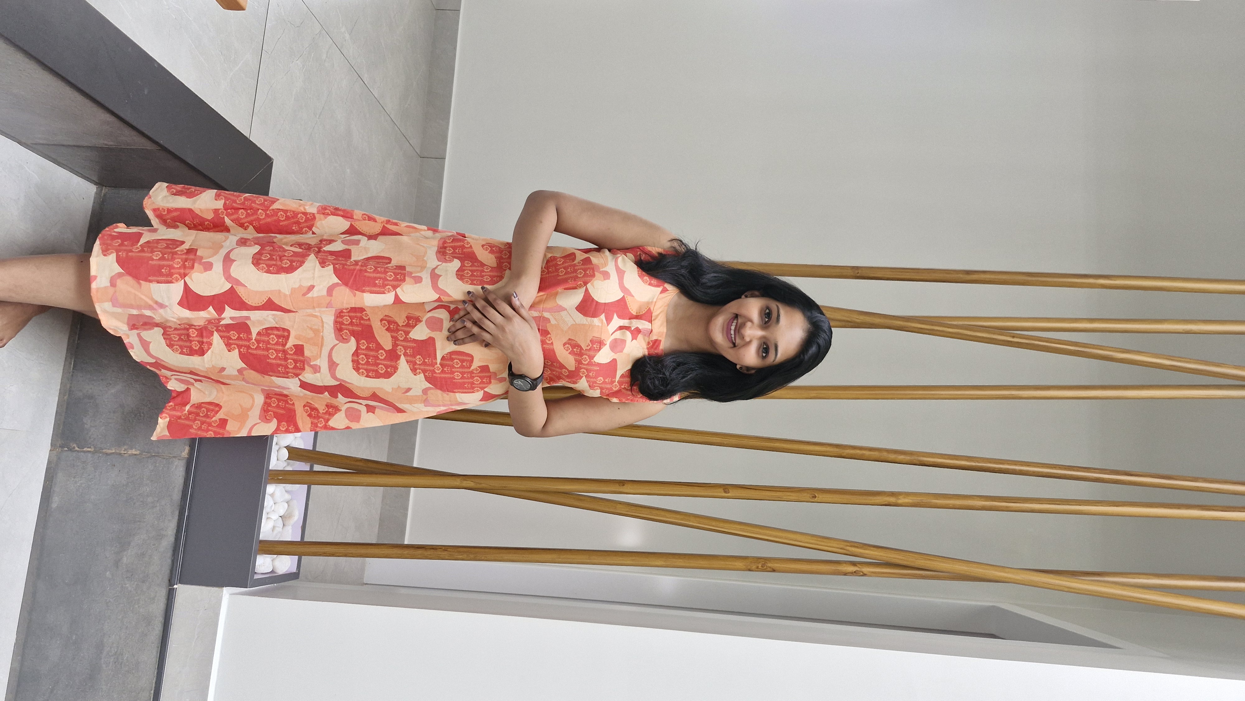 Soft Peach A-line Midi Dress