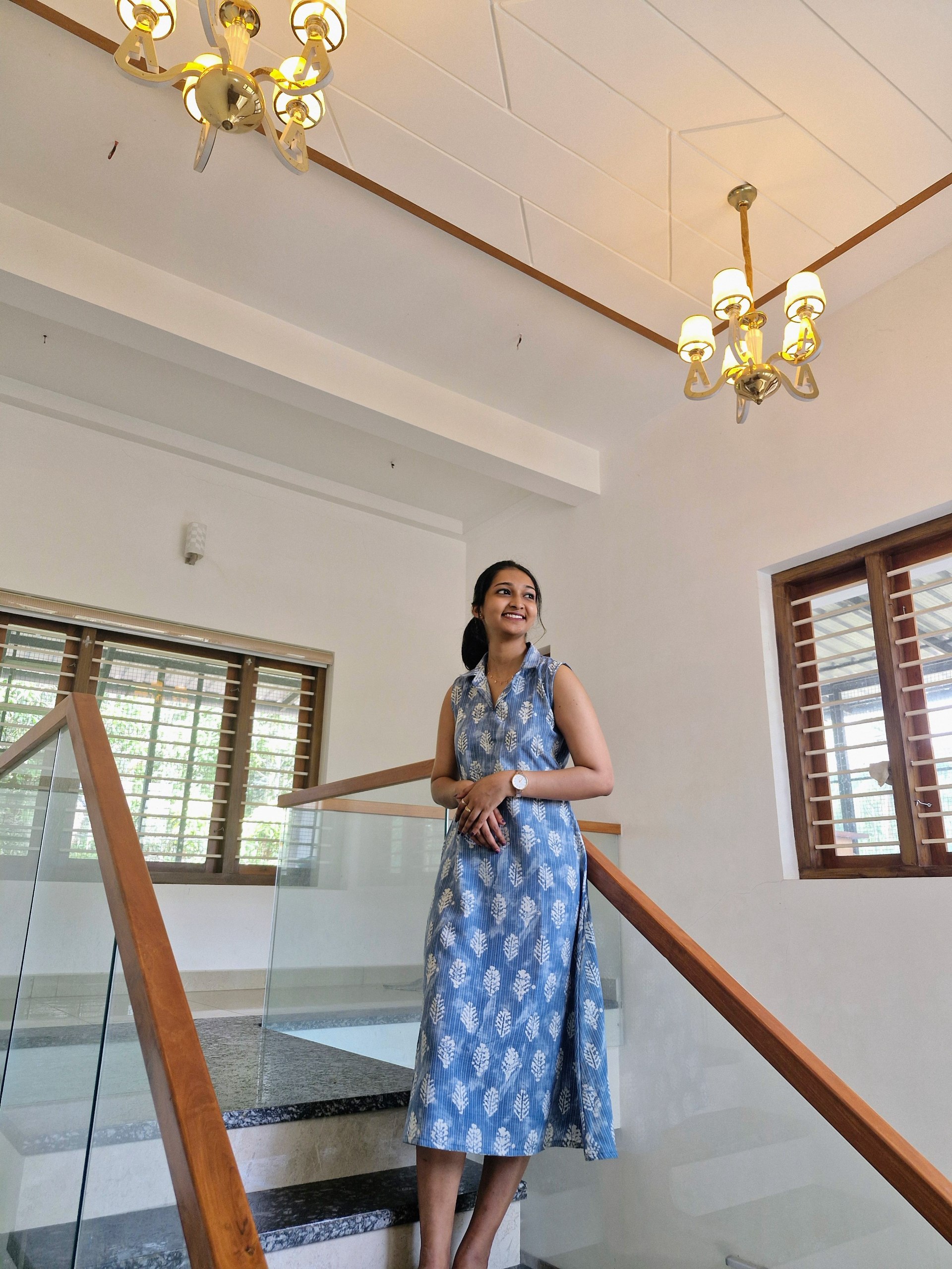 Soft denim blue midi dress
